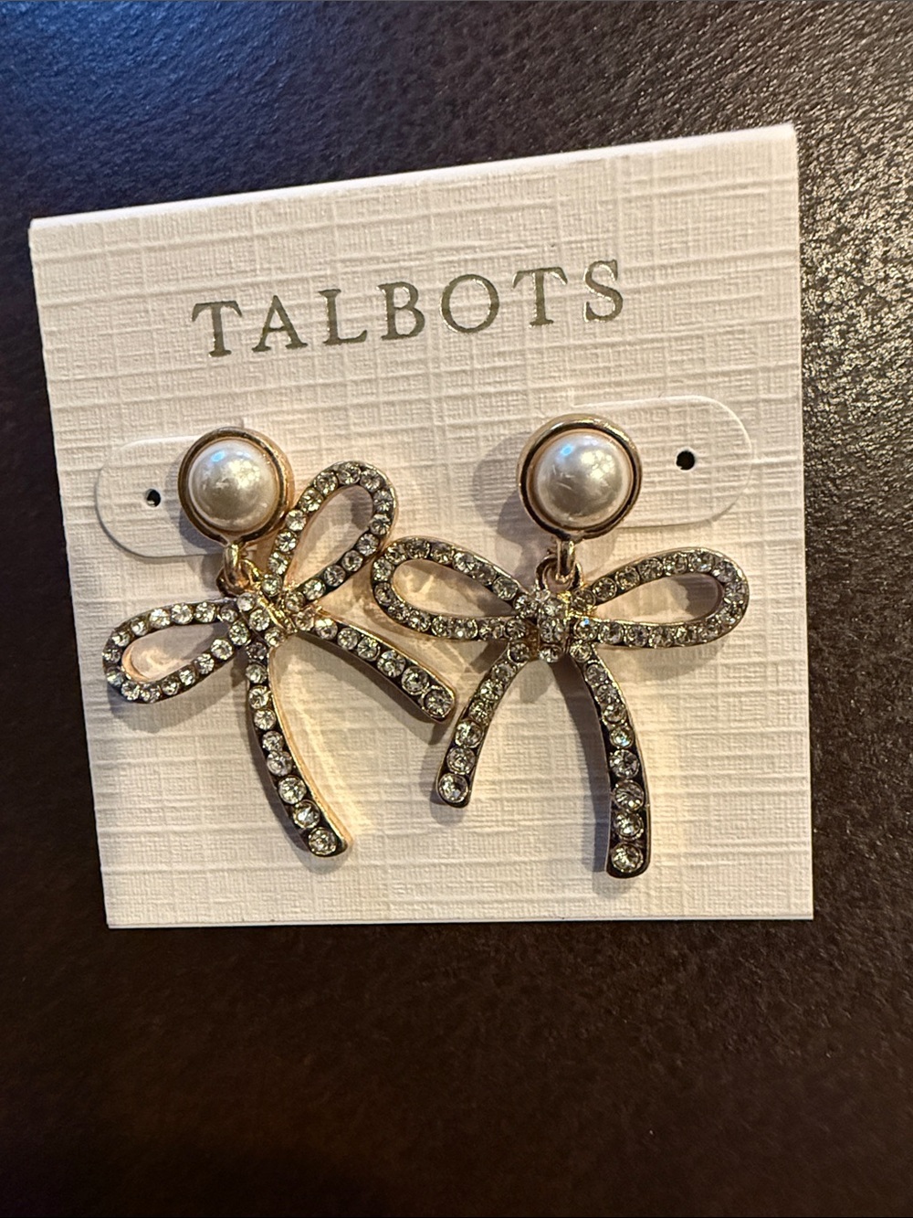 Talbots NWT Ribbon Pearl Earrings